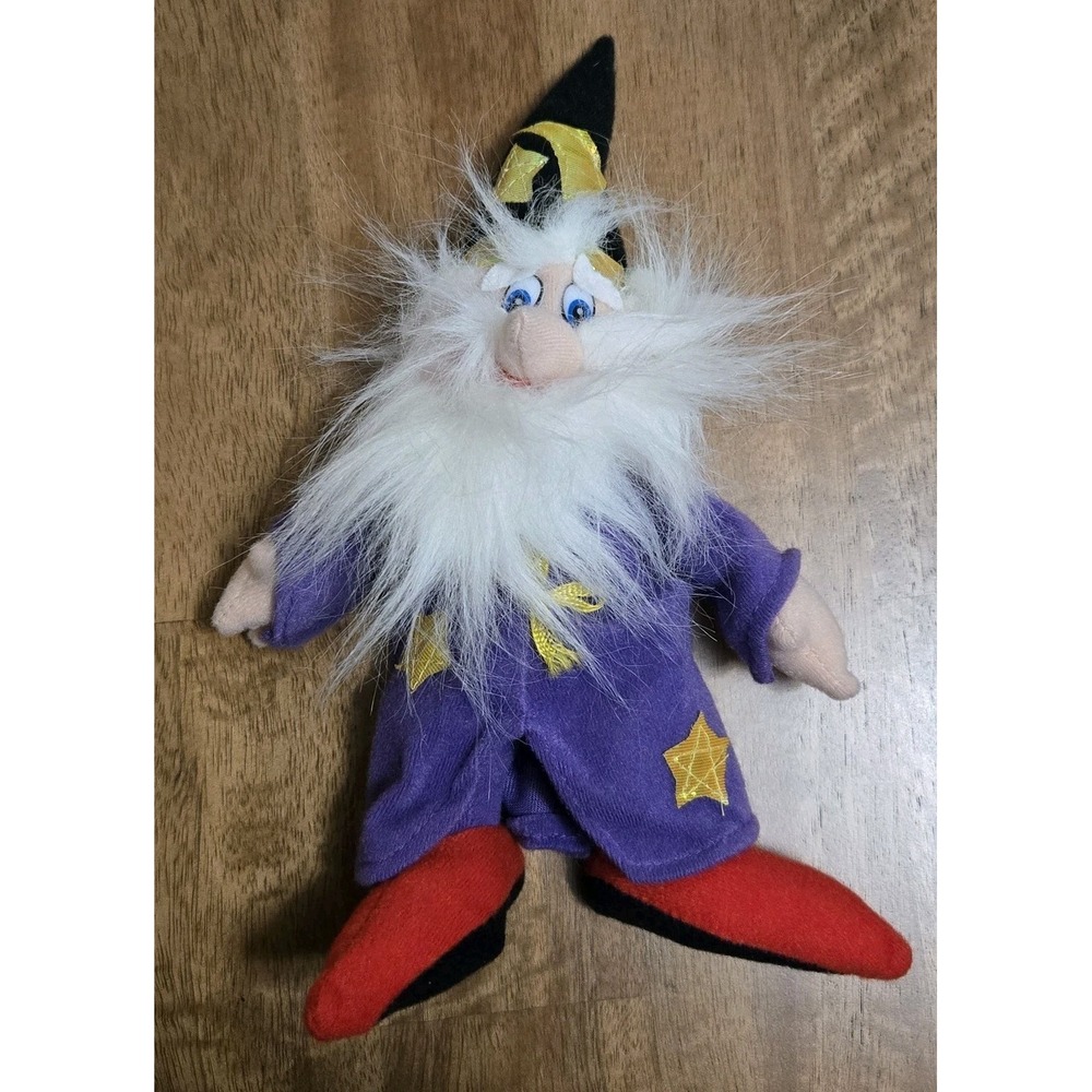 Vtg 1991 Acme‎ Wizard Sorcerer Plush 10" Purple Robe Fantasy Stuffed Animal Toy
